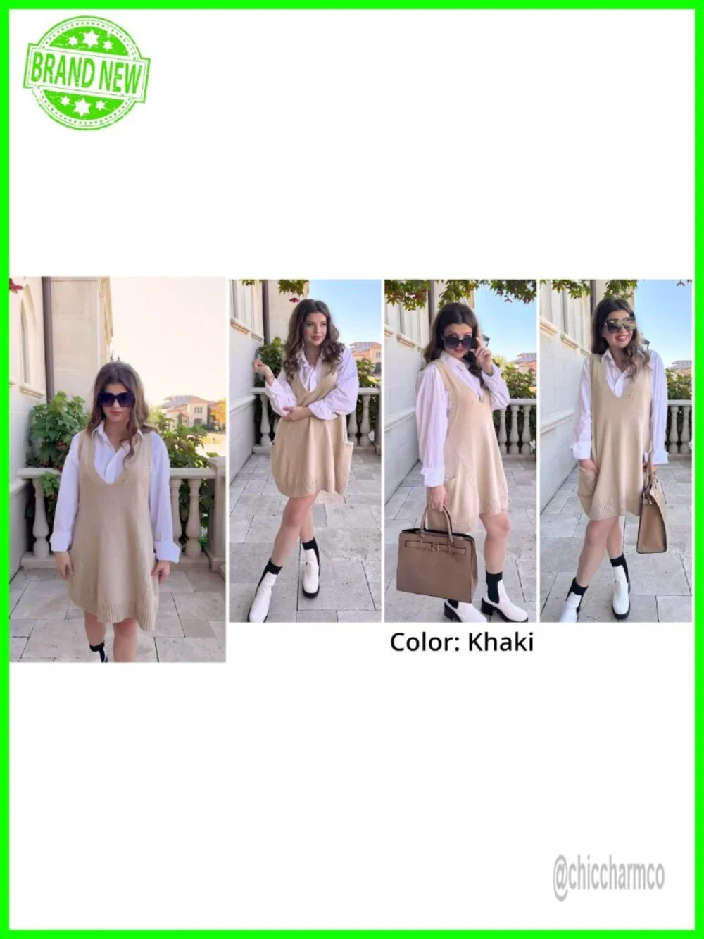 Oversized V Neck Sleeveless Knit Pullover Vest with Pockets